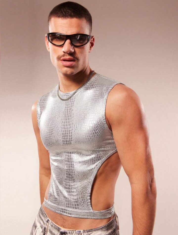 Men's Casual Hollow Out Round Neck Versatile Daily Wear Top